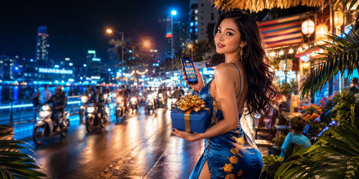 Người chơi slot game tại chợ đêm Hà Nội buổi tối