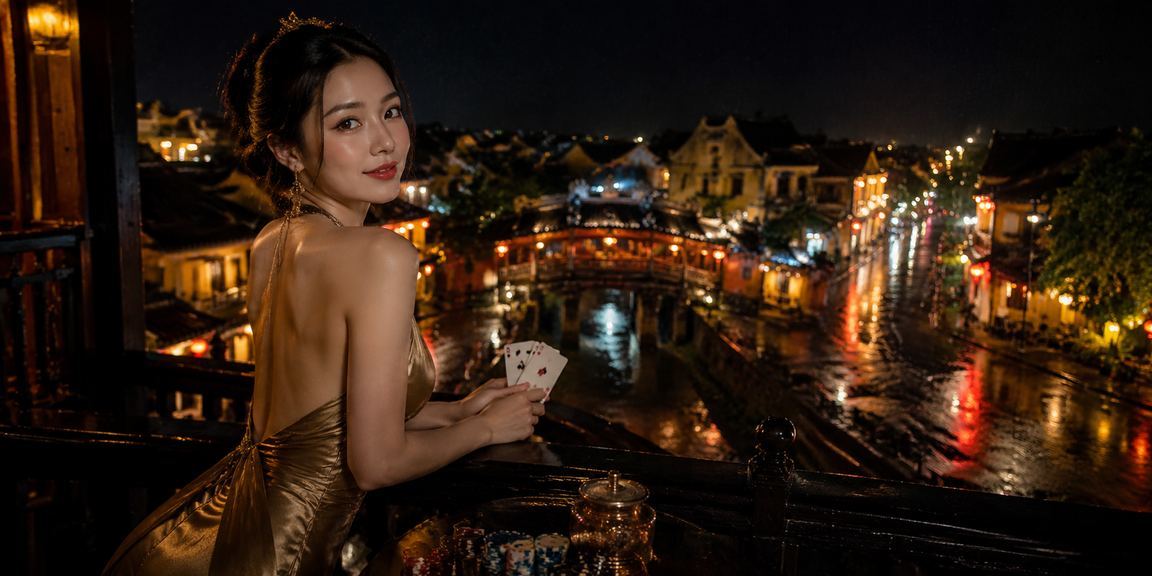 Người người xem kèo cá cược thể thao qua điện thoại tại chợ đêm Hội An