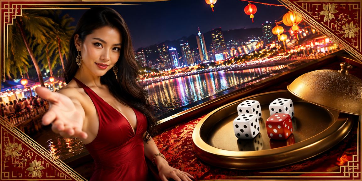 Người chơi trải nghiệm xúc xắc tài xỉu tại chợ đêm Nha Trang trên điện thoại